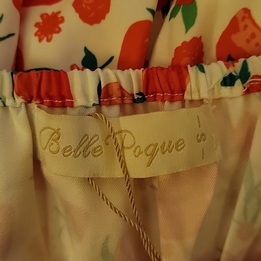 BELLE POQUE Cute Retro Strawberry Pin-up Coquette Peplum Blouse - Picture 7 of 11